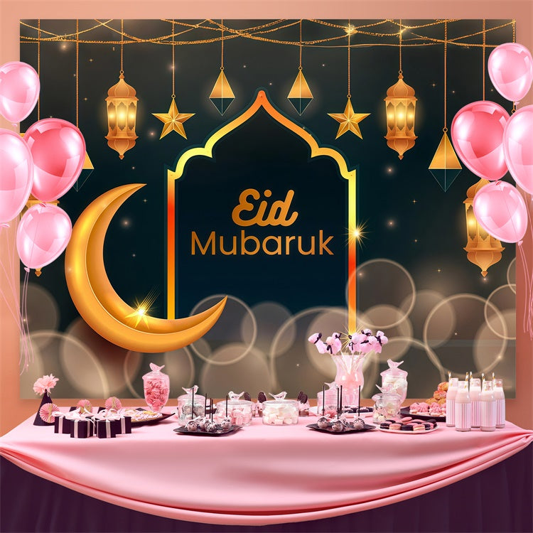 Eid Mubarak Backdrop Mondsichel Hängende Laternen Backdrop GQ3-62