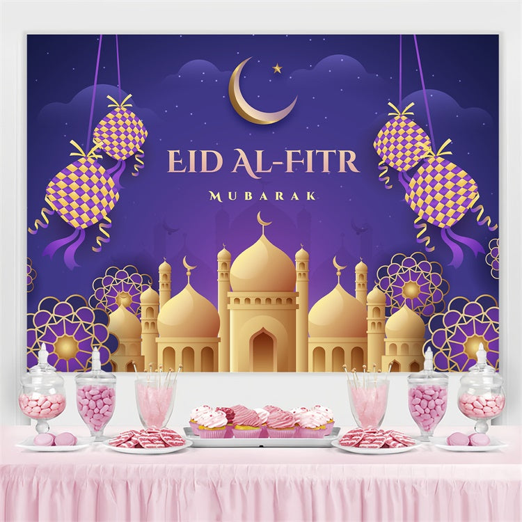 Eid Mubarak Backdrop Mondsichel Violett Eid Backdrop GQ3-73