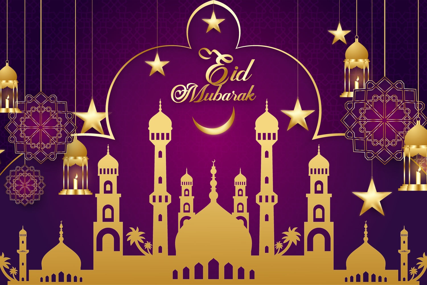 Eid Mubarak Backdrop Festival Hängelampen Lila Backdrop GQ3-85