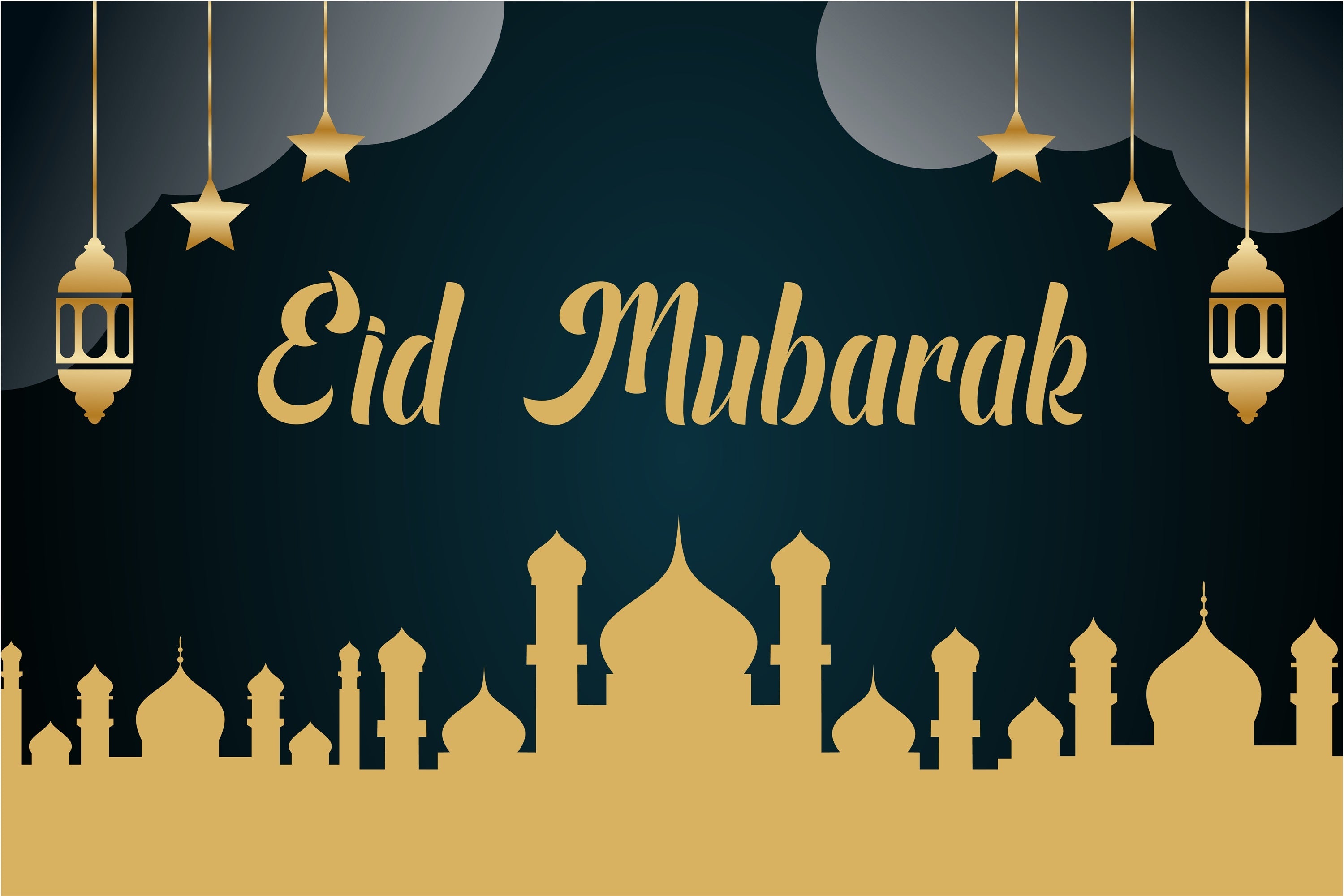 Eid Mubarak Backdrop Goldene Moschee Silhouette Eid Backdrop GQ3-90
