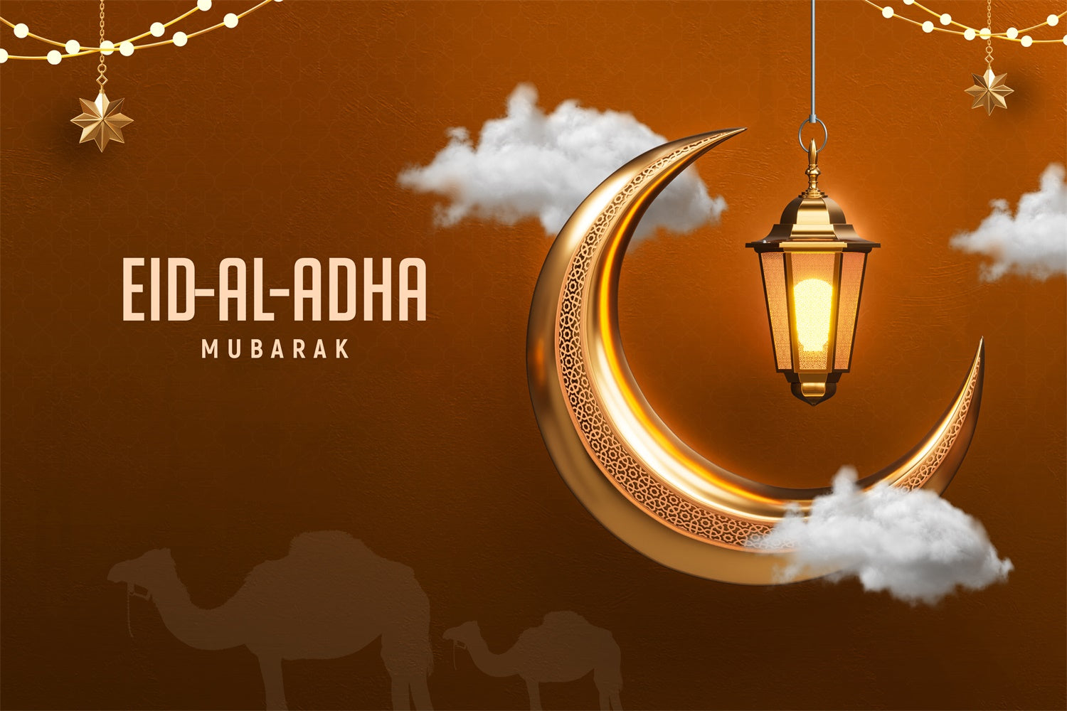 Eid Mubarak Backdrop Wüste Nacht Kamel Silhouette Eid Backdrop GQ3-95