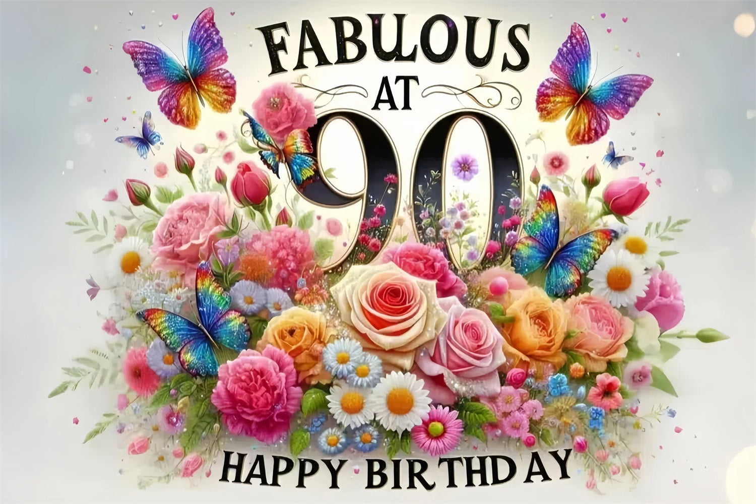 Personalisierte Geburtstag Backdrop Rose Pearls 80th Striped Backdrop GQ4-11