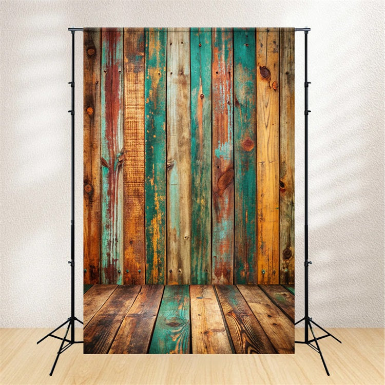 Holz Backdrop Stil Multicolor Boden Backdrop GQ4-103