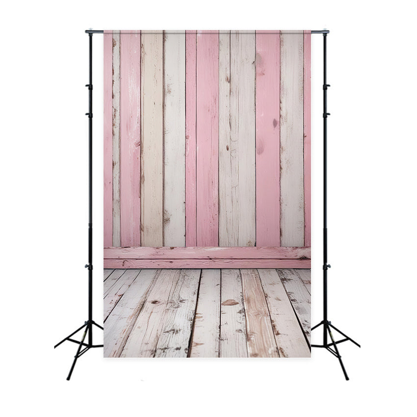 Holzboden Backdrop Rosa Weiß Raum Backdrop GQ4-104