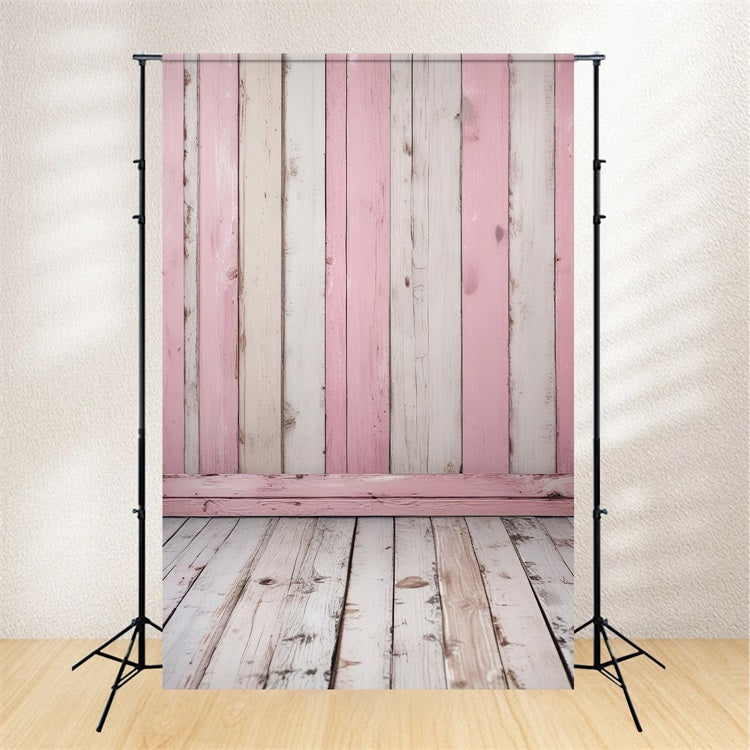 Holzboden Backdrop Rosa Weiß Raum Backdrop GQ4-104