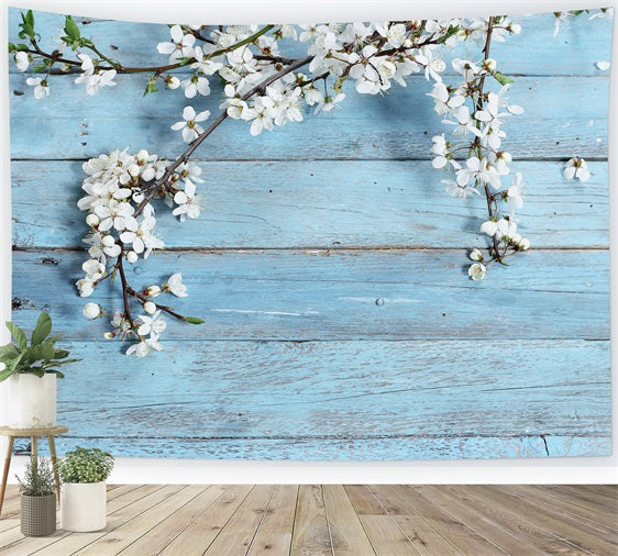 Rustikaler Holzhintergrund Floral Blue Backdrop GQ4-117