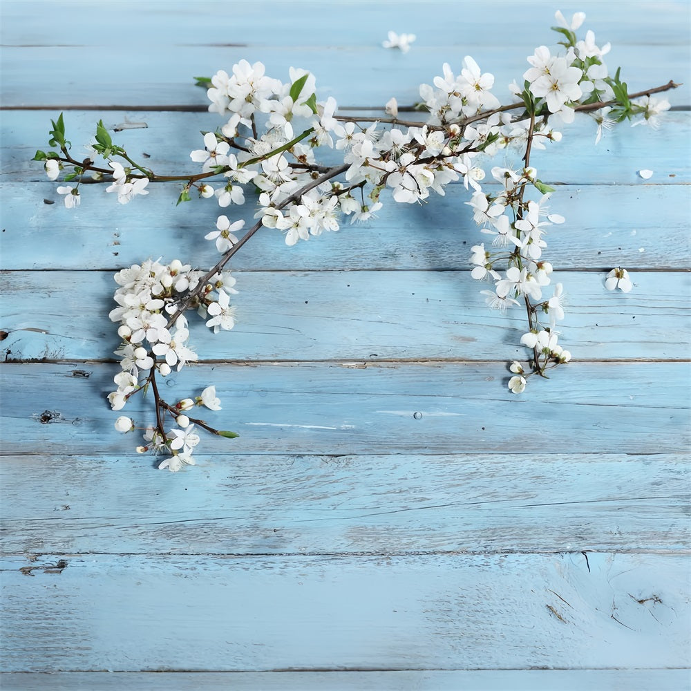 Rustikaler Holzhintergrund Floral Blue Backdrop GQ4-117