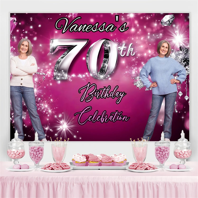 Personalisierte Geburtstag Backdrops Champagner Rosa Blumen Backdrop GQ4-13
