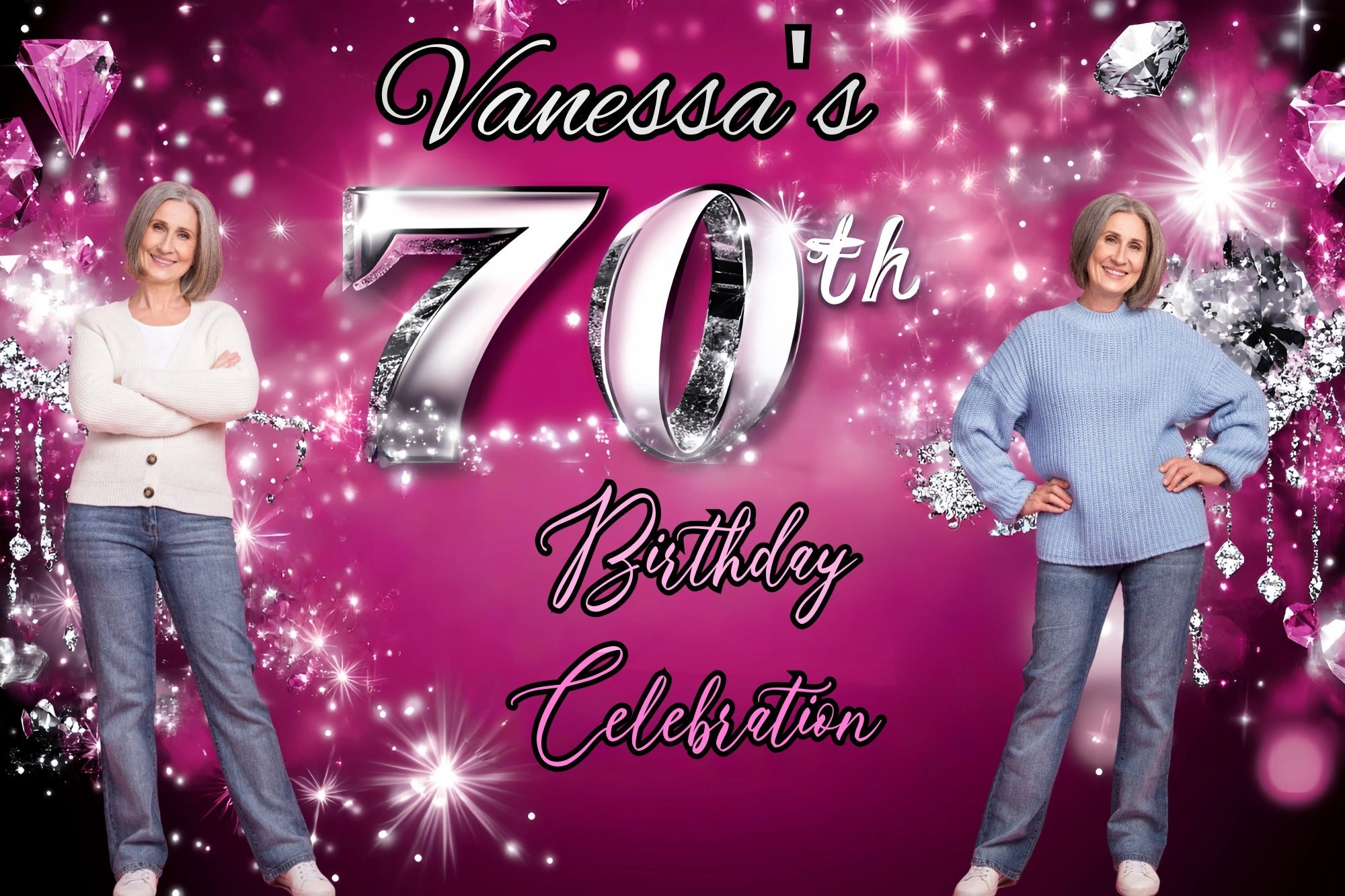 Personalisierte Geburtstag Backdrops Champagner Rosa Blumen Backdrop GQ4-13