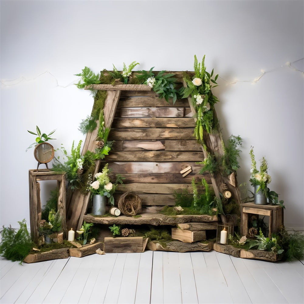 Holzboden Backdrop Floral Wand Backdrop GQ4-120