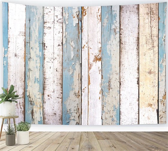 Holz Backdrops Blau Weiß Peeling Backdrop GQ4-121