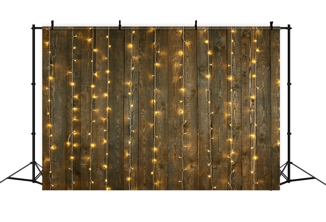 Dunkles Holz Backdrop Warme Lichterkette Backdrop GQ4-128