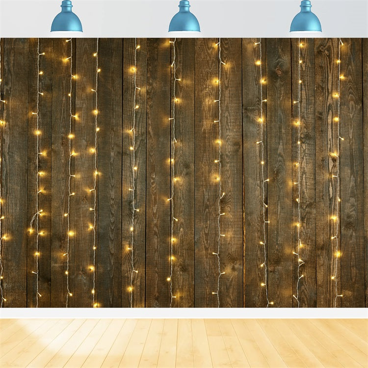 Dunkles Holz Backdrop Warme Lichterkette Backdrop GQ4-128