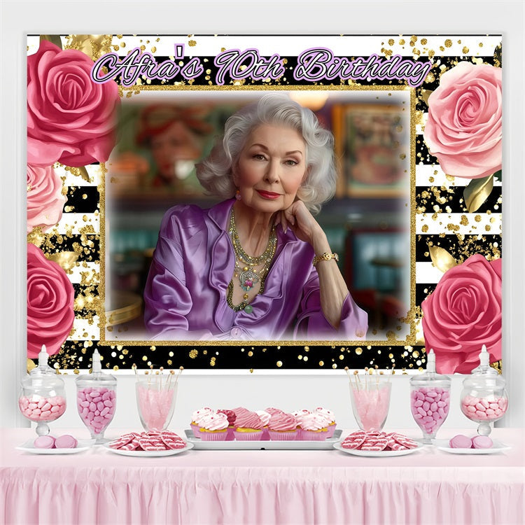 Personalisierte Geburtstag Backdrop Blumen Archway Welcome 90th Backdrop GQ4-16