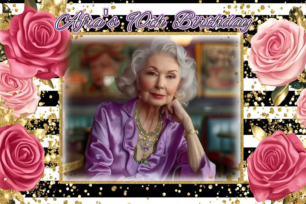 Personalisierte Geburtstag Backdrop Blumen Archway Welcome 90th Backdrop GQ4-16