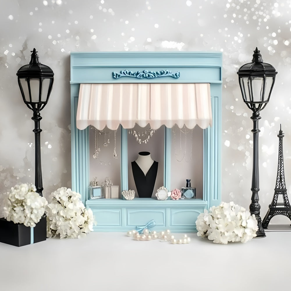 Paris Fotohintergrund Französisch Boutique Juweliergeschäft Hintergrund GQ4-162