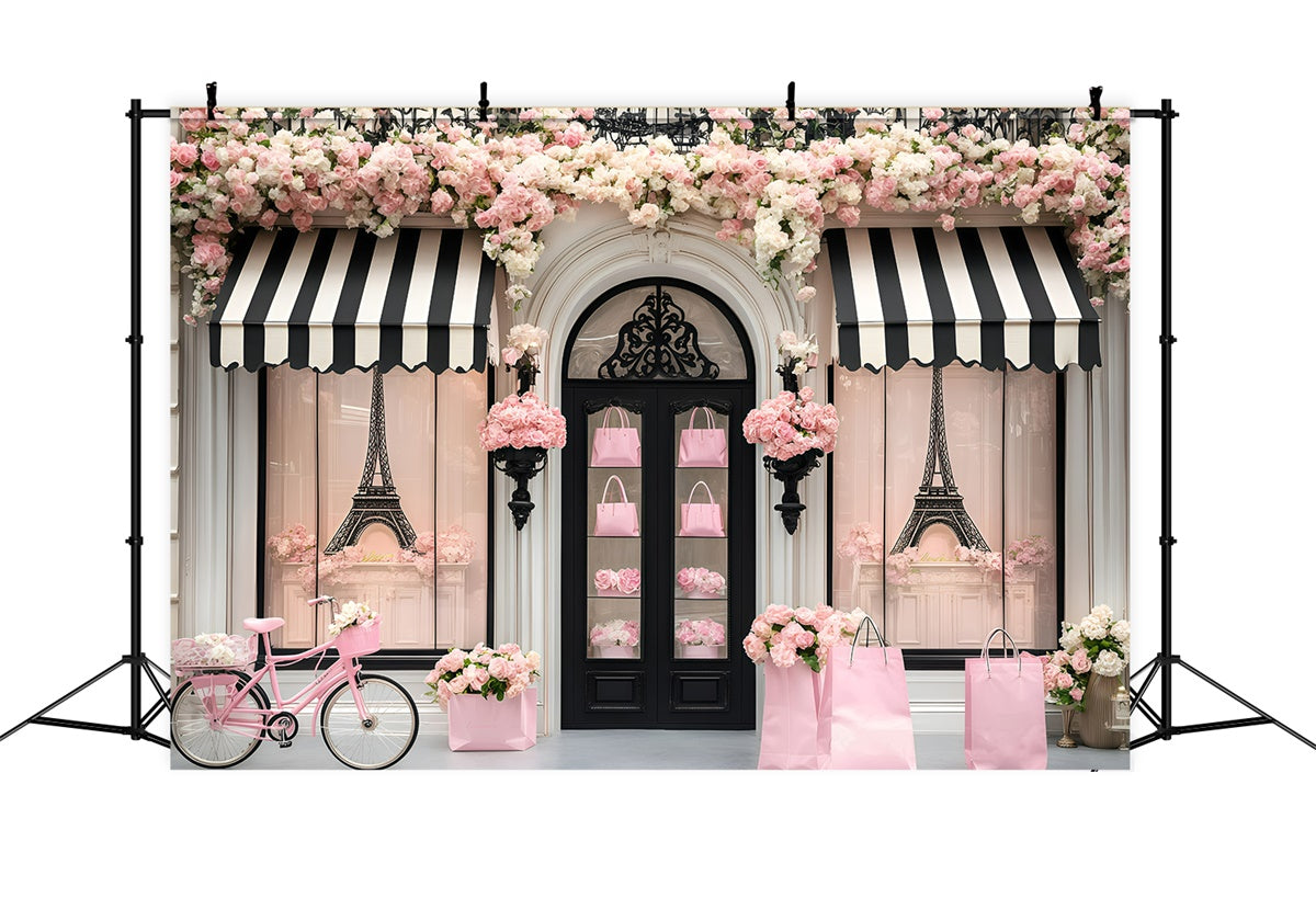 Paris Backdrop Ideen Romantische Boutique Eingang Blume Hintergrund GQ4-164