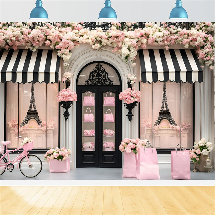 Paris Backdrop Ideen Romantische Boutique Eingang Blume Hintergrund GQ4-164