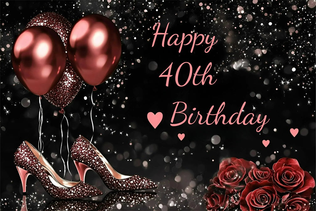 40. Geburtstag Backdrop Rose Luftballons High Heel Custom Backdrop GQ4-218