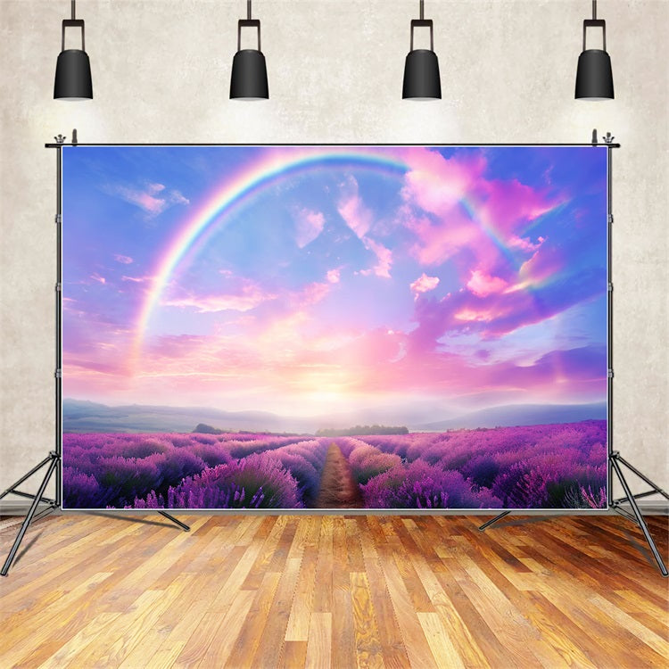 Lila Blume Hintergrund Regenbogen Lavendel Feld Hintergrund GQ4-23