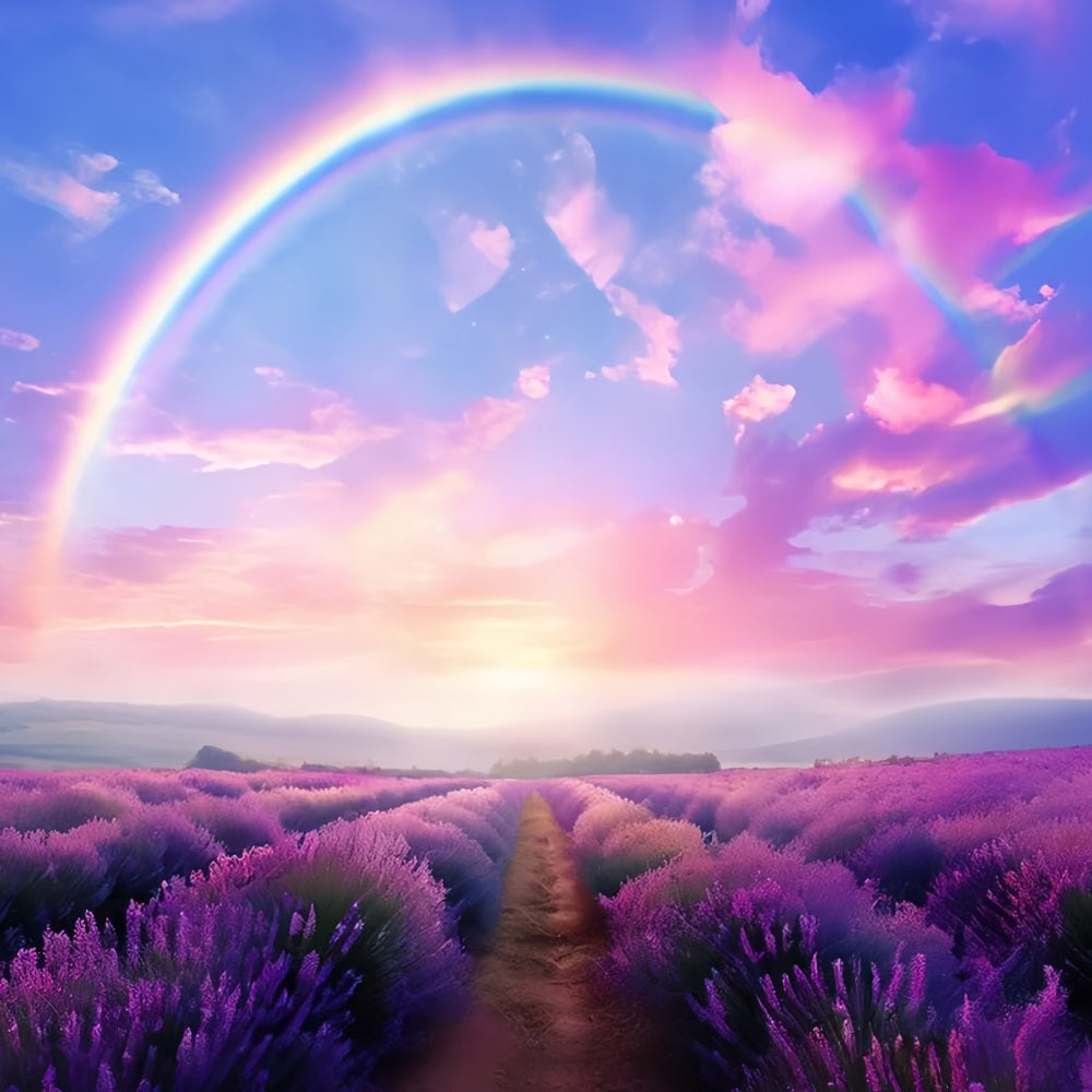 Lila Blume Hintergrund Regenbogen Lavendel Feld Hintergrund GQ4-23