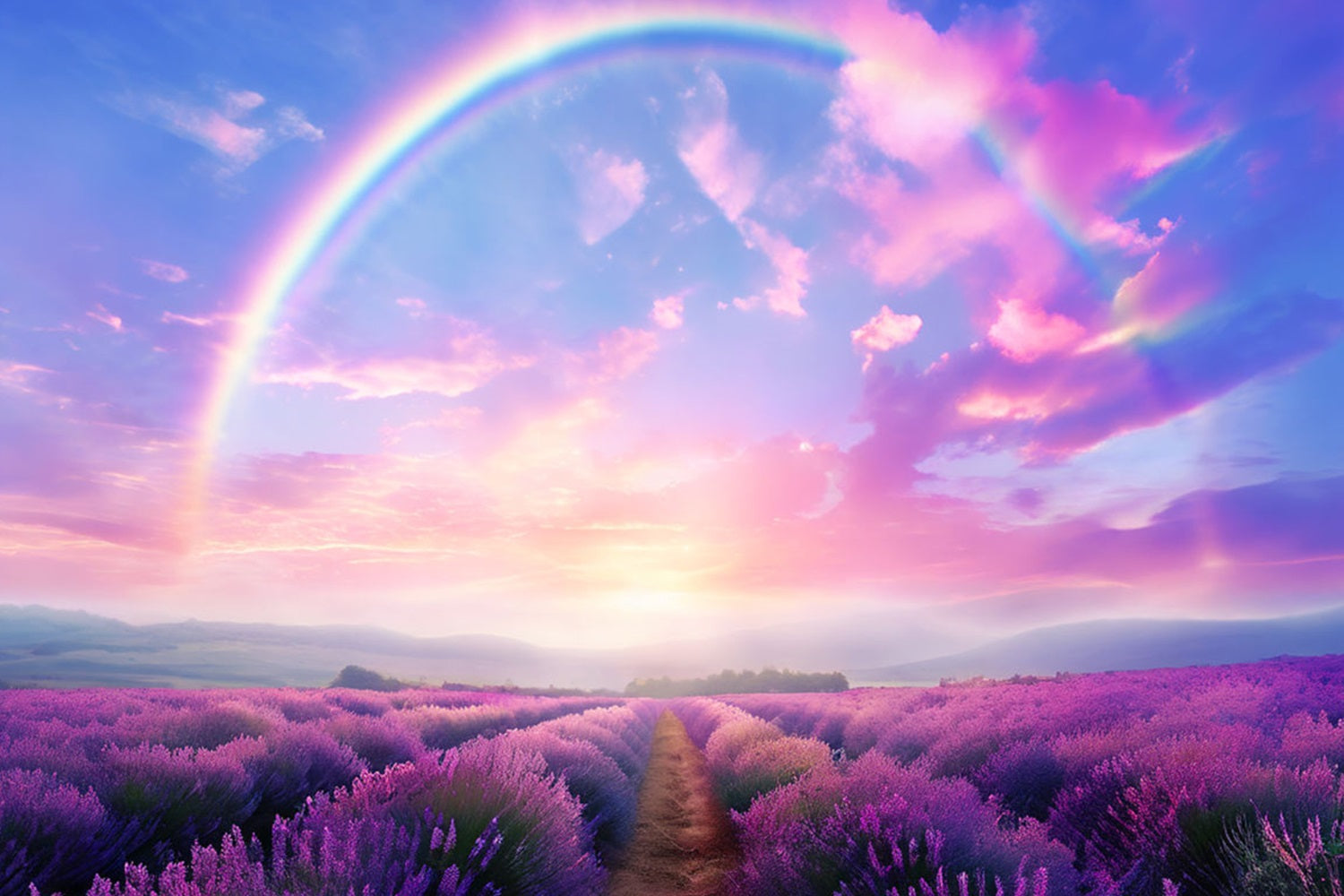 Lila Blume Hintergrund Regenbogen Lavendel Feld Hintergrund GQ4-23