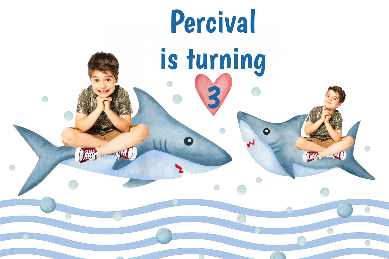 Personalisierte Backdrop für Geburtstag Hai Spaß Party Hintergrund GQ4-231