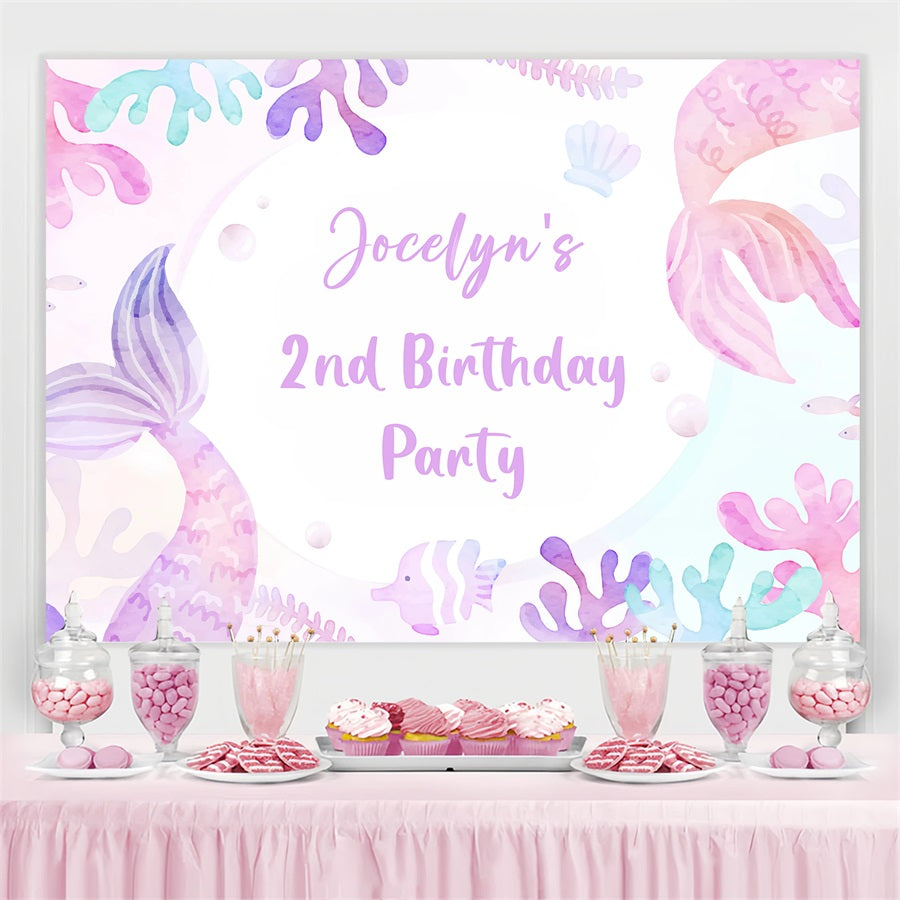 Custom Birthday Backdrop Meerjungfrau Schwänze Coral Backdrop GQ4-234