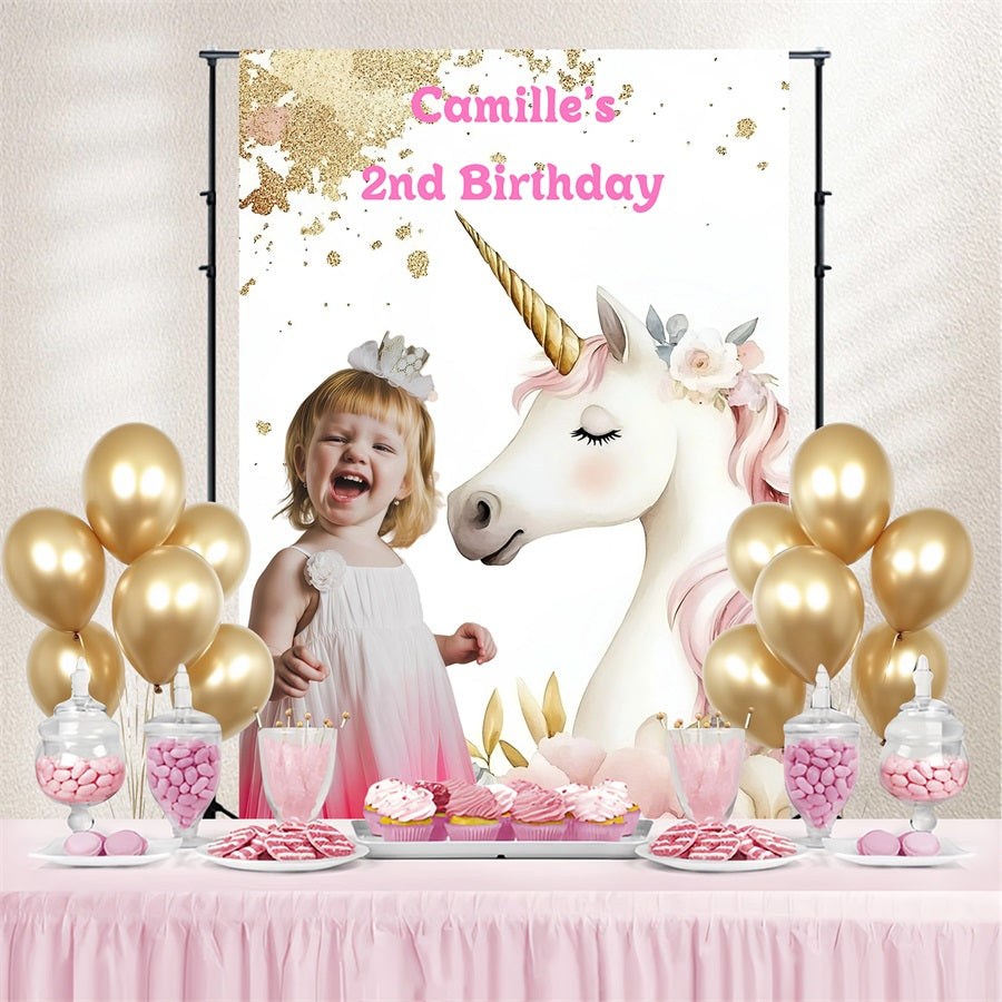 Geburtstag Backdrop Custom Pink Einhorn Fantasy Backdrop GQ4-246