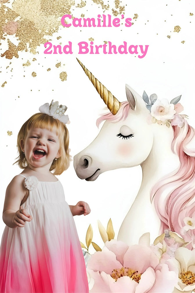 Geburtstag Backdrop Custom Pink Einhorn Fantasy Backdrop GQ4-246