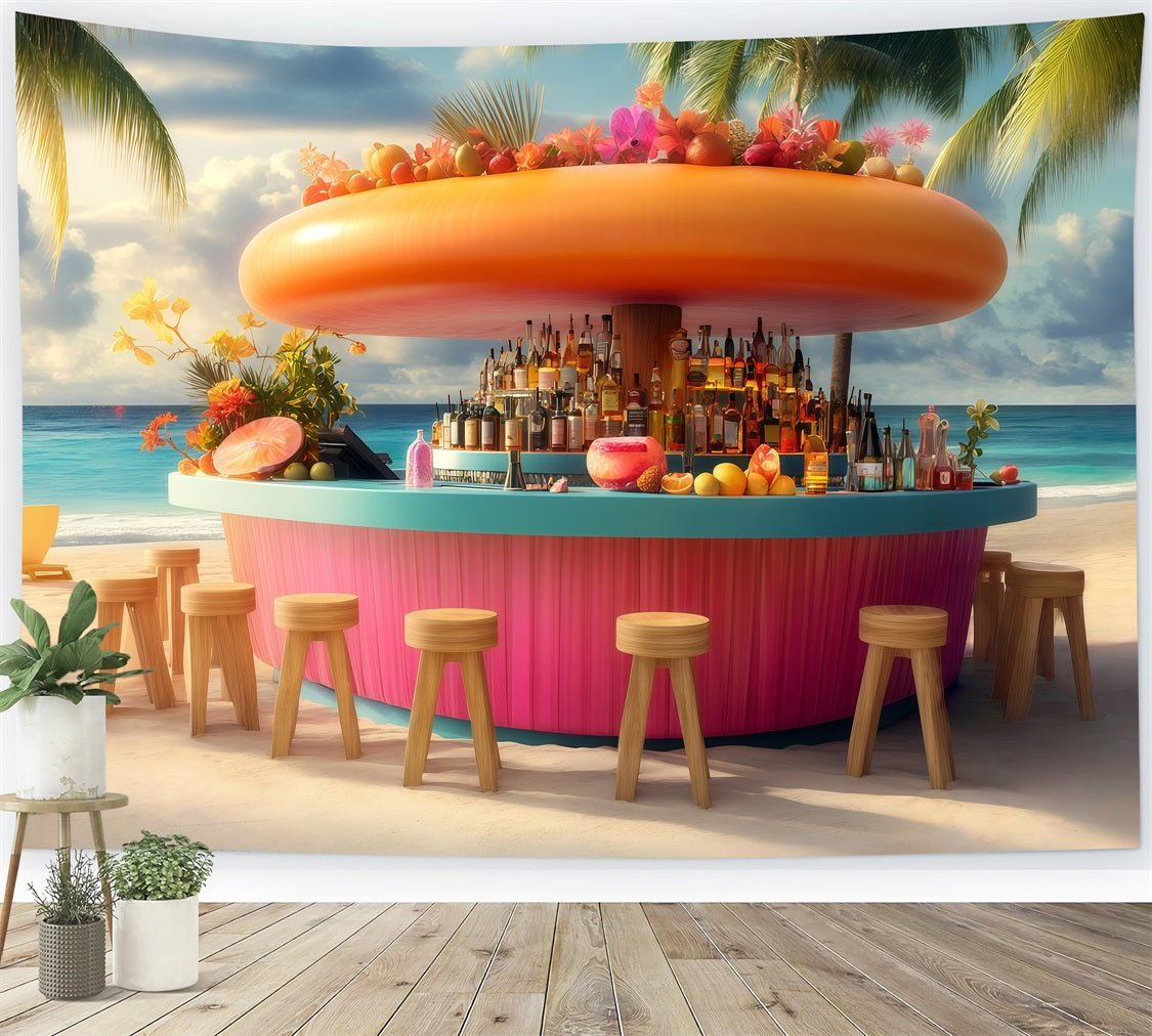 Tropische Backdrops Strandbar Sommerhintergrund GQ4-257
