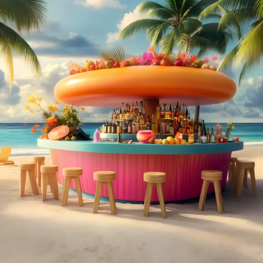 Tropische Backdrops Strandbar Sommerhintergrund GQ4-257