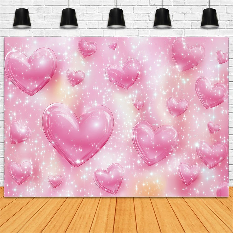 Old School Fotohintergrund Sparkling Pink Hearts Vintage Backdrops GQ4-298