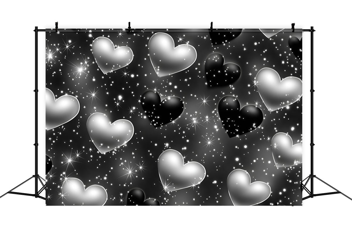 Old School Backdrop Mitternachtsglühen Silbernes Herz Vintage Backdrop GQ4-299