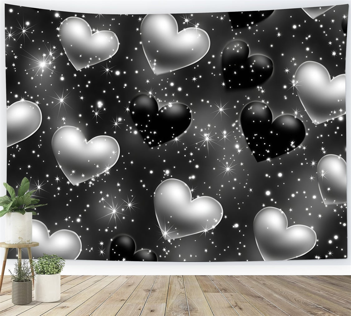 Old School Backdrop Mitternachtsglühen Silbernes Herz Vintage Backdrop GQ4-299