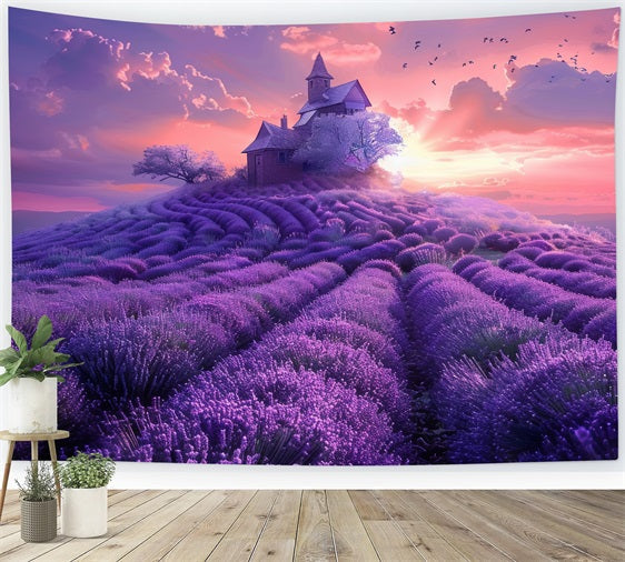 Lavendel Backdrop Church Hill Fotografie Hintergrund GQ4-30