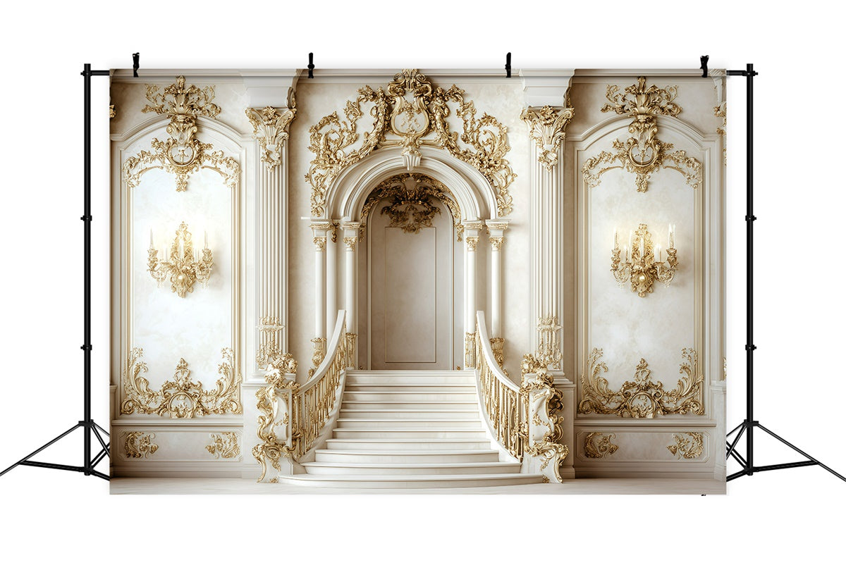 Retro-Fotohintergrund Glamouröser Barocksaal Vintage-Fotohintergrund GQ4-304