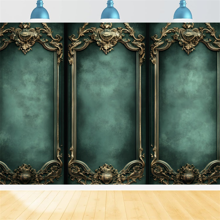 Vintage Wall Backdrop Opulent Grün Barocke Wände Backdrop GQ4-305