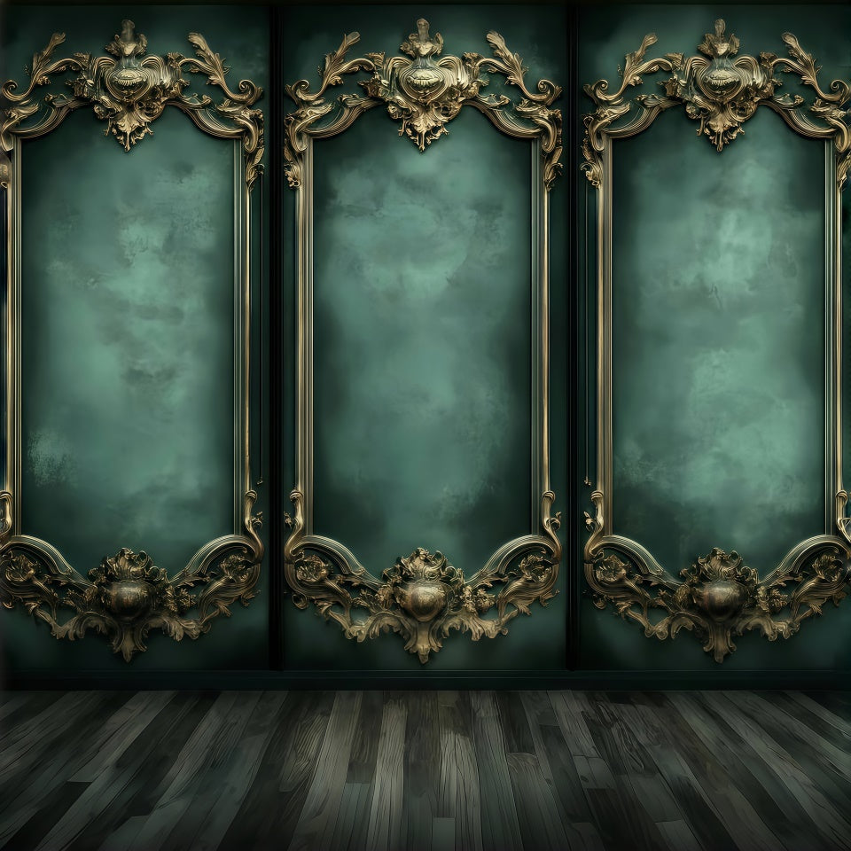 Vintage Wall Backdrop Opulent Grün Barocke Wände Backdrop GQ4-305