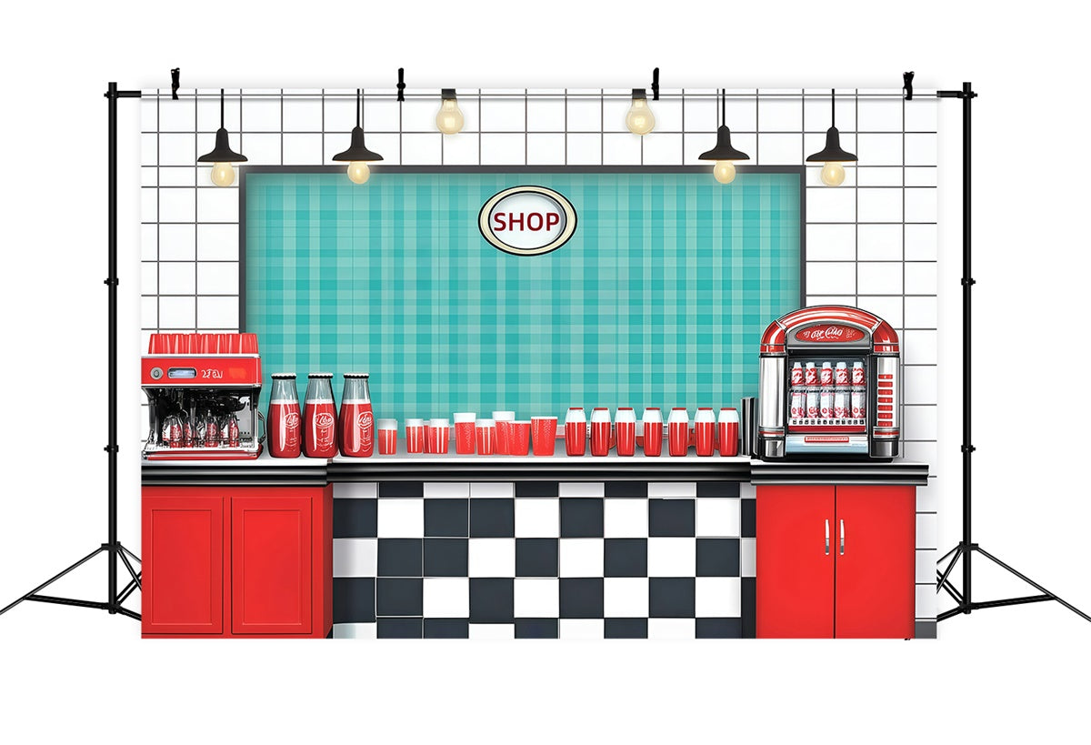 Retro Fotokulissen Retro Diner Coffee Shop Kulisse GQ4-327
