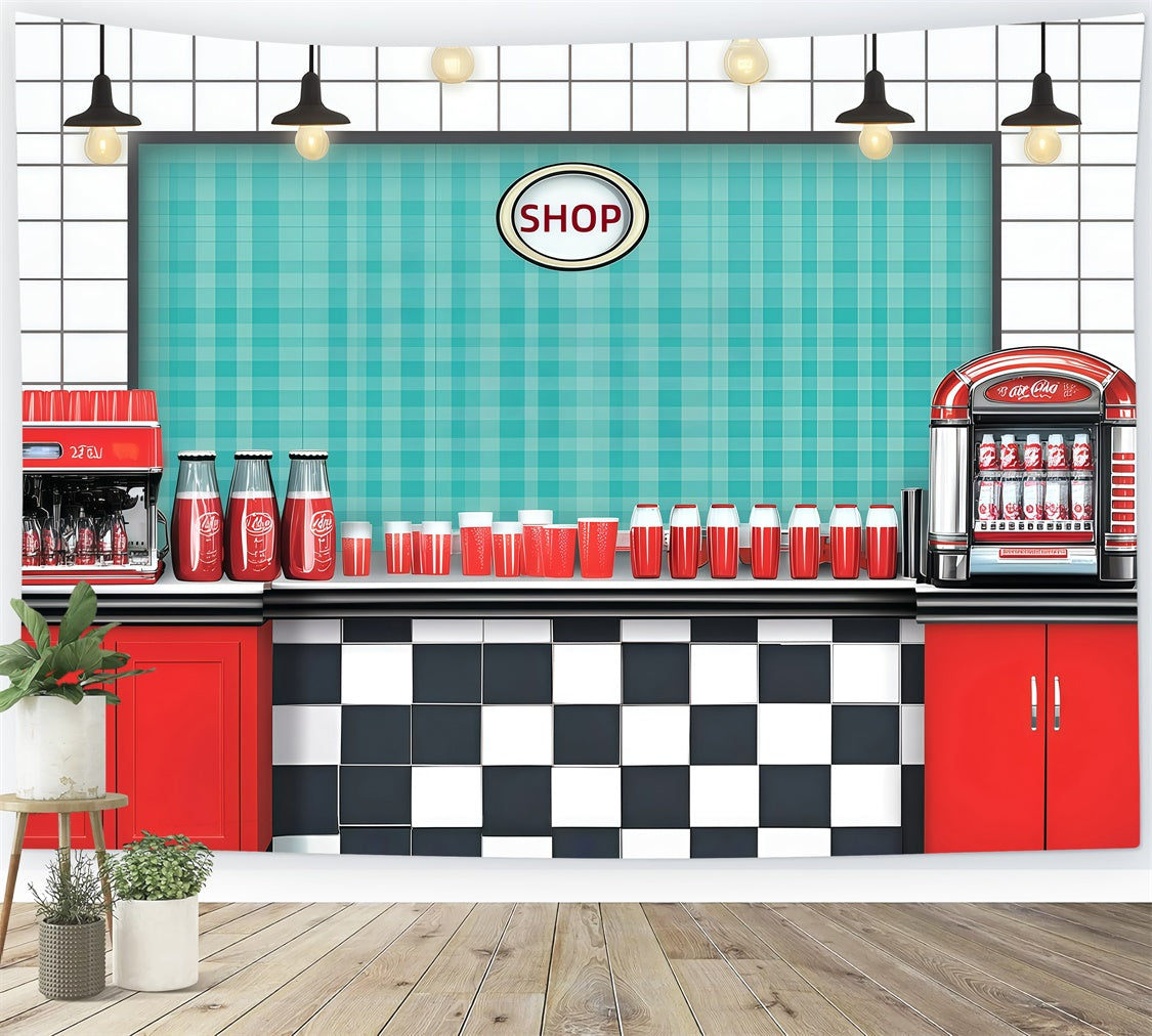 Retro Fotokulissen Retro Diner Coffee Shop Kulisse GQ4-327