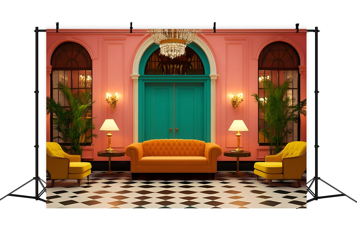 Vintage Hintergrund für Fotoshoot Bunte Hotel Lobby Hintergrund GQ4-329