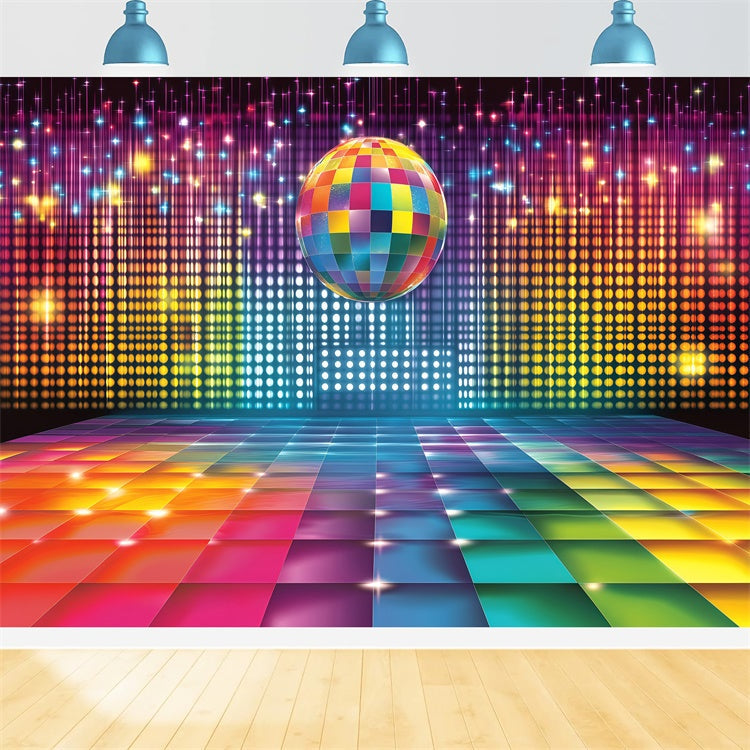 Vintage Kulissen für Fotografie Bunte Disco Lichter Hintergrund GQ4-333