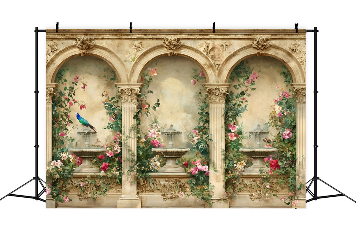 Retro Fotokulissen Floral Fountain Archway Vintage Backdrops GQ4-336