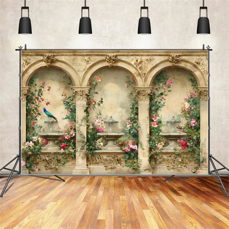 Retro Fotokulissen Floral Fountain Archway Vintage Backdrops GQ4-336