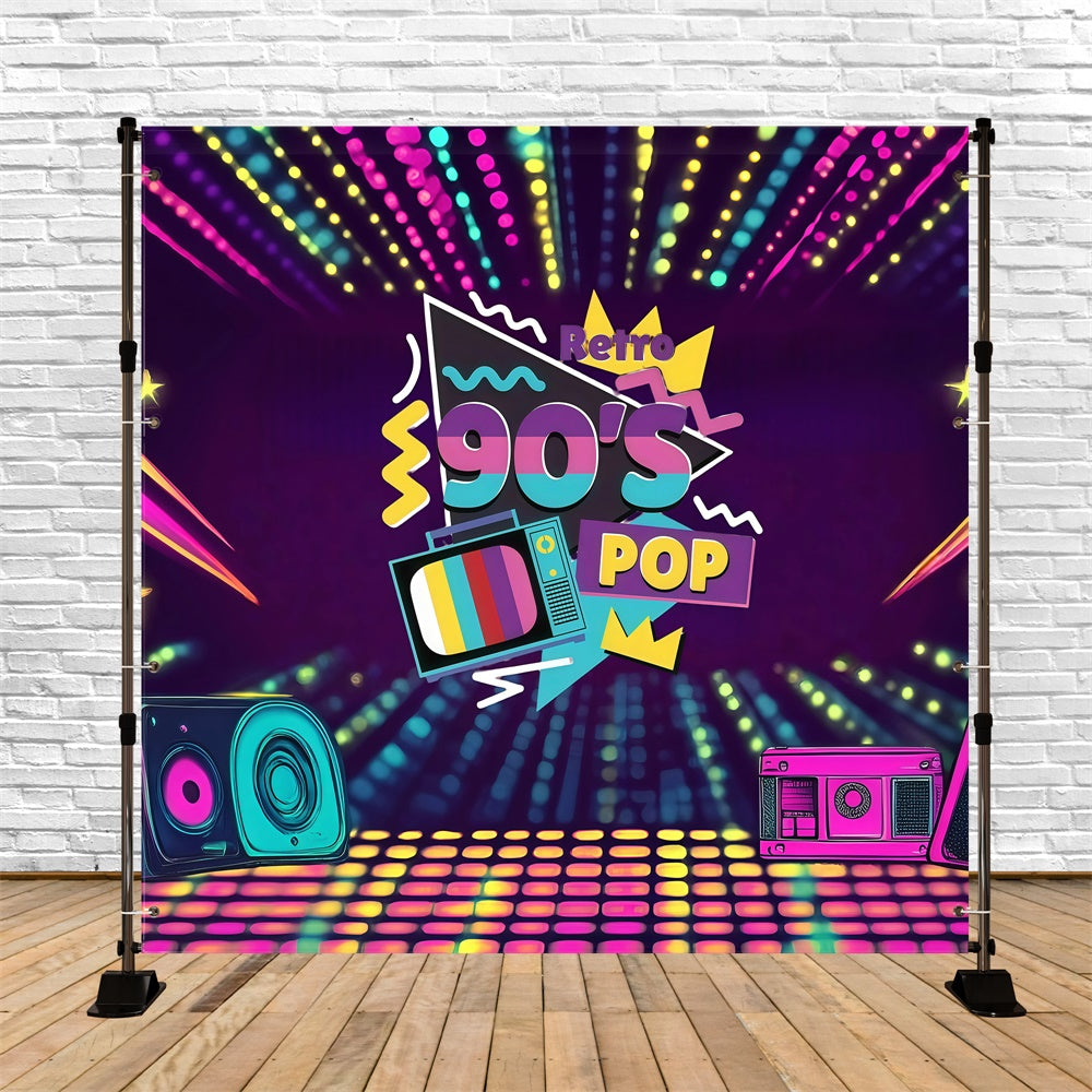 90er Jahre Fotohintergrund Lebendige Neon Pop Ära Hintergrund GQ4-354