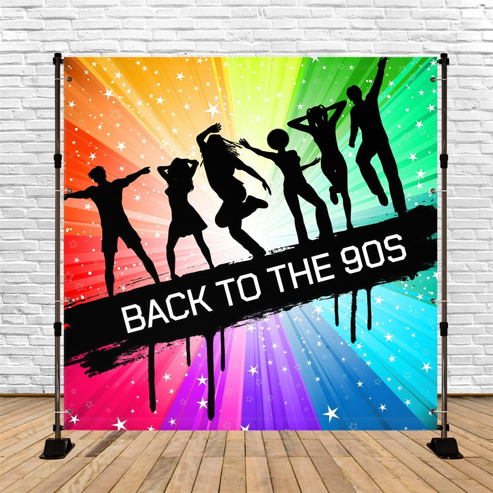 90er Jahre Backdrop Energetic Retro Dance Silhouetten Hintergrund GQ4-362