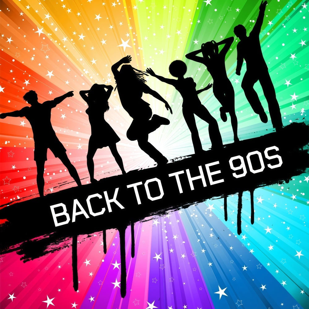 90er Jahre Backdrop Energetic Retro Dance Silhouetten Hintergrund GQ4-362