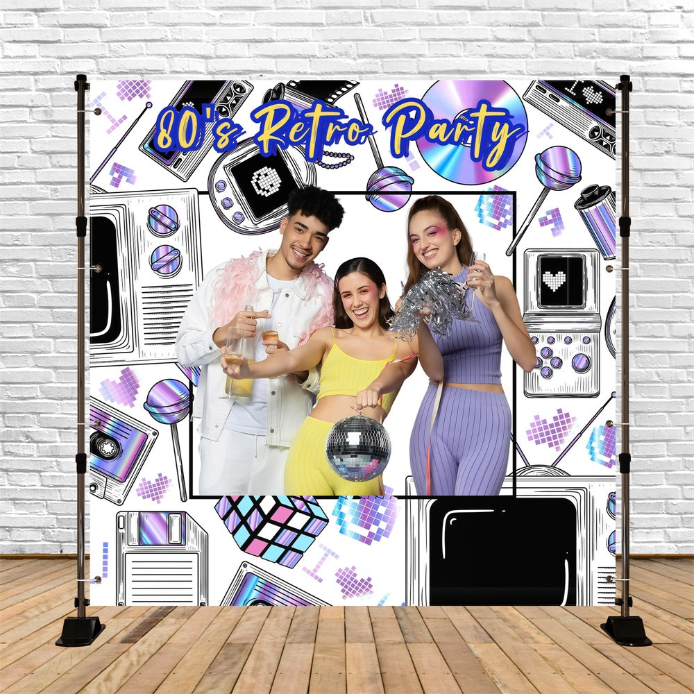 80er Jahre Fotohintergrund Vintage Doodle Style Individuell gestalteter Hintergrund GQ4-366