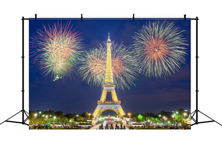Paris Backdrop Ideen Eiffelturm Feuerwerk Feier Hintergrund GQ4-43